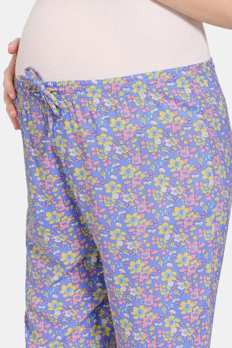 Zivame Maternity Floral Pop Woven Pyjama Set - Dutch Canal — image 6